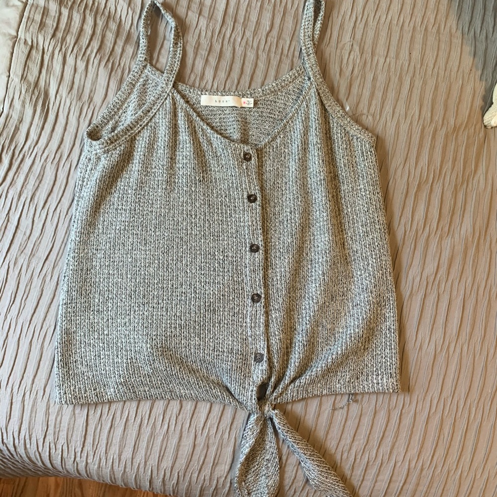 Grey button down top